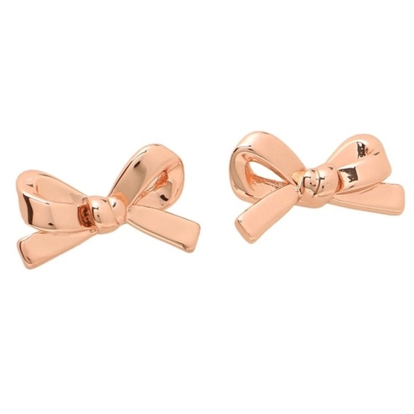 kate spade Jewelry - KATE SPADE • Rose Gold Mini Skinny Bow Earrings